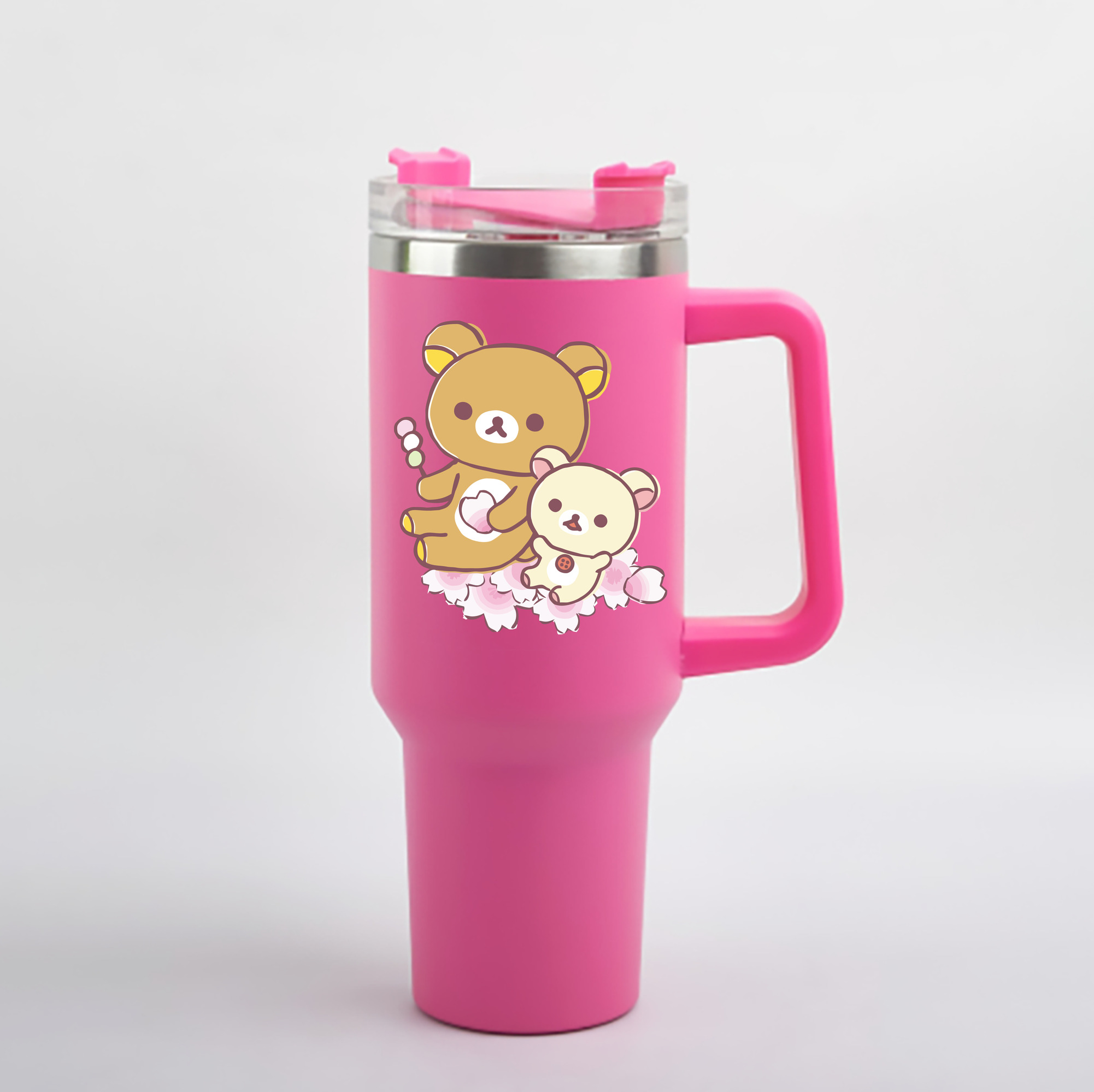 （画像用） リラックマ リラックマ キイロイトリ Rilakkuma Korilakkuma Kiiroitori 1200mL車用タンブラー - クリスタルステッカー（プラスチックストロー付き）
